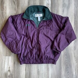 Vintage 80's 90's Columbia Womens Sz L Jacket Nylon Plum Zip Pocket Windbreaker